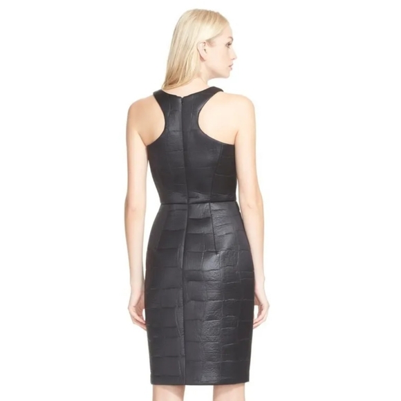 MILLY Croc Embossed Neoprene Racerback Dress in Black - Picture 7 of 14